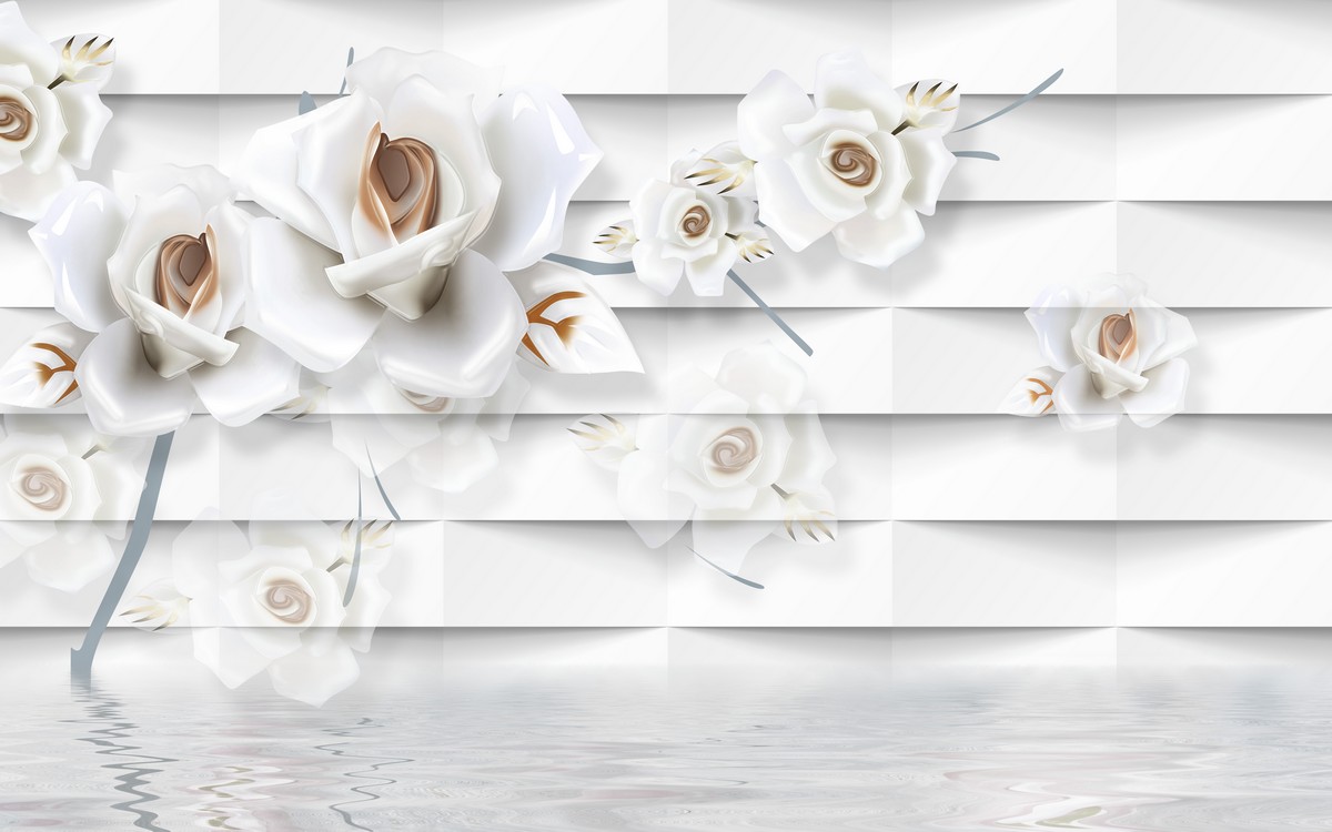 Белые розы над водой